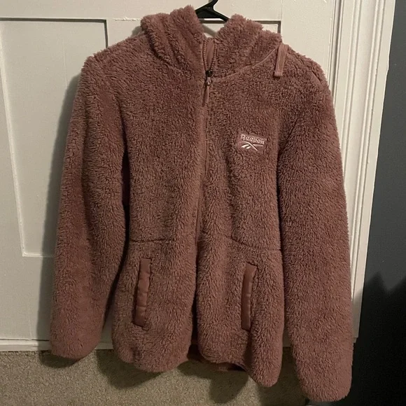 Reebok women’s Dusty Rose Fleece Zip-Up Hoodie size small with pockets - Picture 1 of 5
